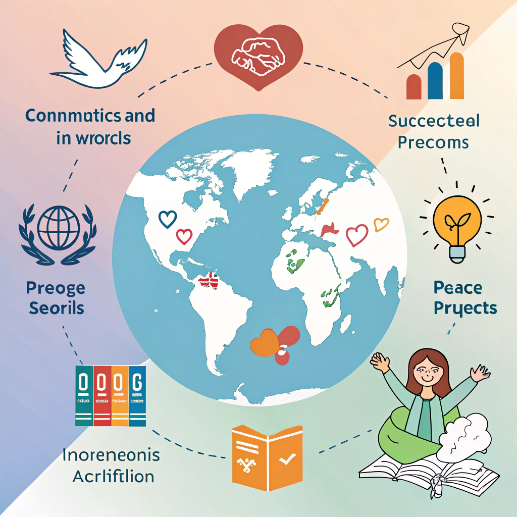 AI generated image by Red Panda AI: creame una imagen sobre Programas y proyectos exitosos en diferentes países. basado en la pedagogia para la paz