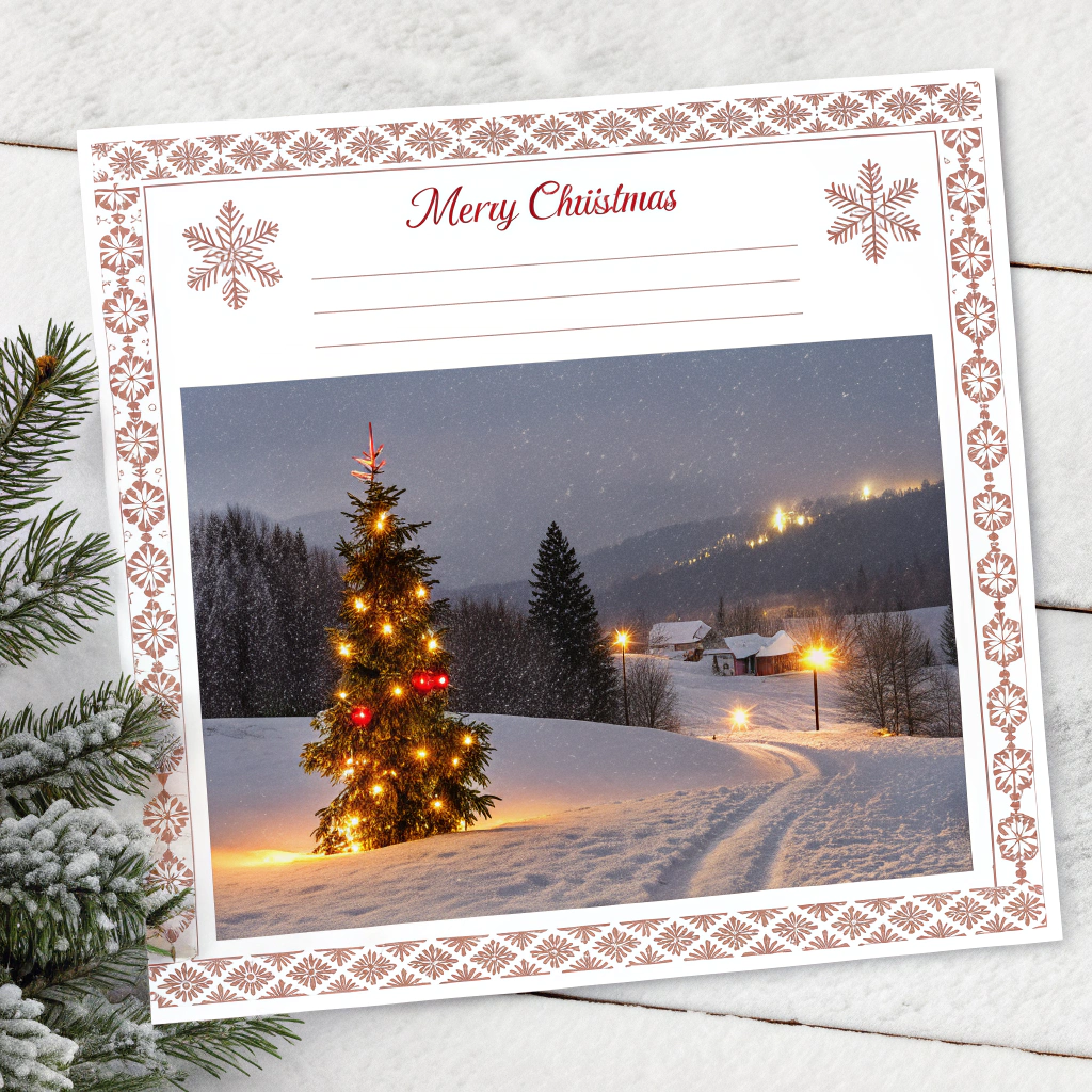 AI generated image by Red Panda AI: Create an elegant Christmas Postcard to send.