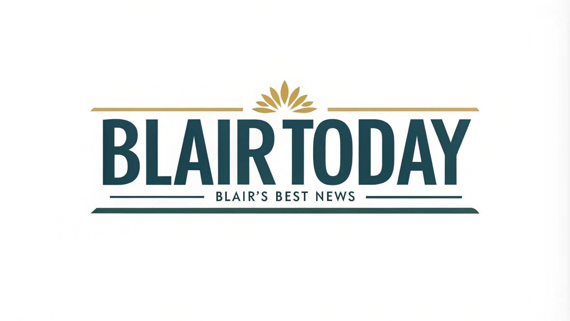 AI generated image by Red Panda AI: logo for online newspaper for the town of Blair, Nebraska. The text is "BlairToday" and the tagline is "Blair's Best News". the logo should be a flat file on white background