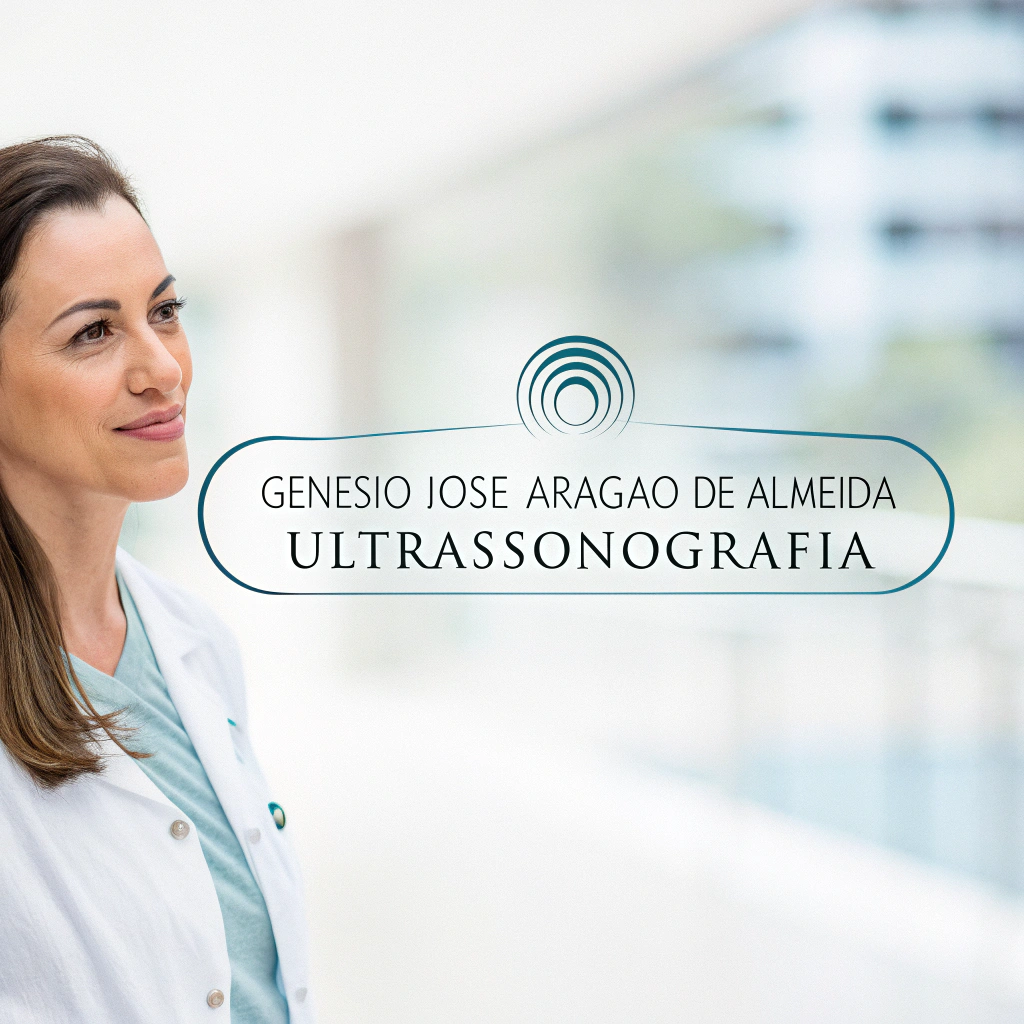 AI generated image by FLUX.1-schnell: Um logotipo profissional e moderno para uma clínica de ultrassom Genesio José Aragão de Almeida. O design deve ter uma aparência elegante e limpa, possivelmente com um gradiente suave ou arte de linha para evocar uma sensação de precisão e perícia médica. O texto 'Ultrassonografia' deve aparecer abaixo da imageme Genesio José Aragão de Almeida em uma fonte refinada e minimalista, com espaçamento e alinhamento sutis para uma composição equilibrada. Esquema de cores em tons de cinza ou azuis suaves para transmitir uma estética calma e clínica.