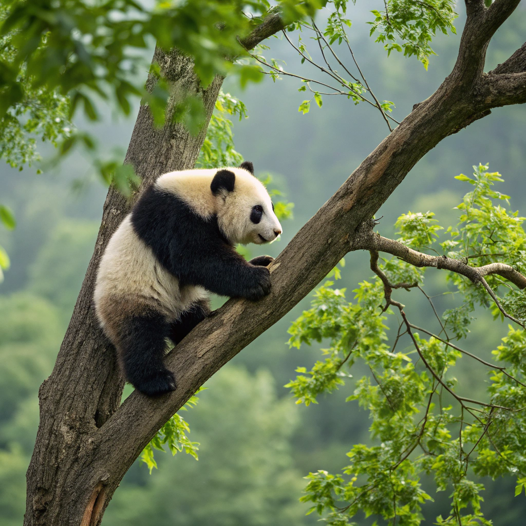AI generated image by Red Panda AI: a panda on the tree