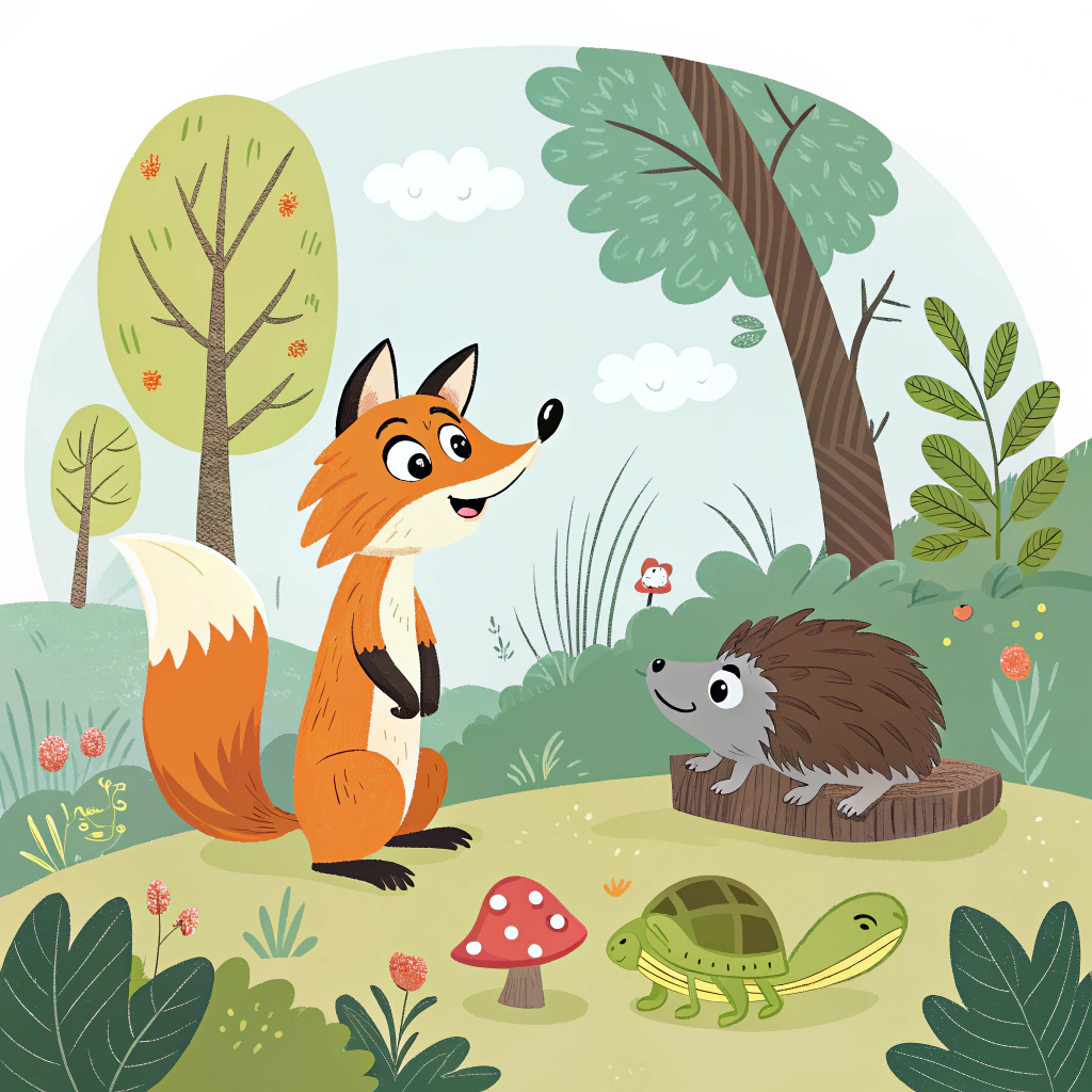 AI generated image by Red Panda AI: En un bosque muy lejano y mágico, vivían tres amigos inseparables: Max, el zorro curioso; Bella, la tortuga sabia; y Tito, el pequeño erizo alegre. Cada día exploraban juntos, descubriendo rincones nuevos y jugando bajo el sol.
Un día, mientras jugaban cerca del río, apareció un grupo de animales nuevos: Leo el lobo, Roco el cuervo y Susi la serpiente. Ellos tenían juegos diferentes, pero a veces sus ideas no eran tan buenas. Les gustaba hacer travesuras que podían molestar a otros animales del bosque.