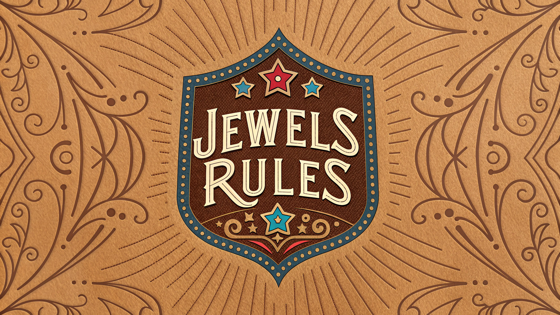 AI generated image by Red Panda AI: Band logo for the band, "Jewels Rules". Americana, blues, authentic, wood and leather.