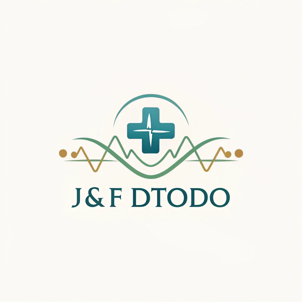AI generated image by Red Panda AI: **Prompt:**
"Design a minimalistic and aesthetically pleasing logo for a company named 'J&F D'TODO'. The logo should feature a clean and elegant central graphic that combines elements of health and quantum technology, such as an abstract medical cross intertwined with a subtle wave or orbit pattern. Below the central image, include the company name in a modern and lightweight sans-serif font, ensuring balance and readability. Use a harmonious color palette with shades of green and blue to evoke trust, wellness, and innovation. The overall design should feel professional, versatile, and visually aligned with the themes of health and quantum technology."