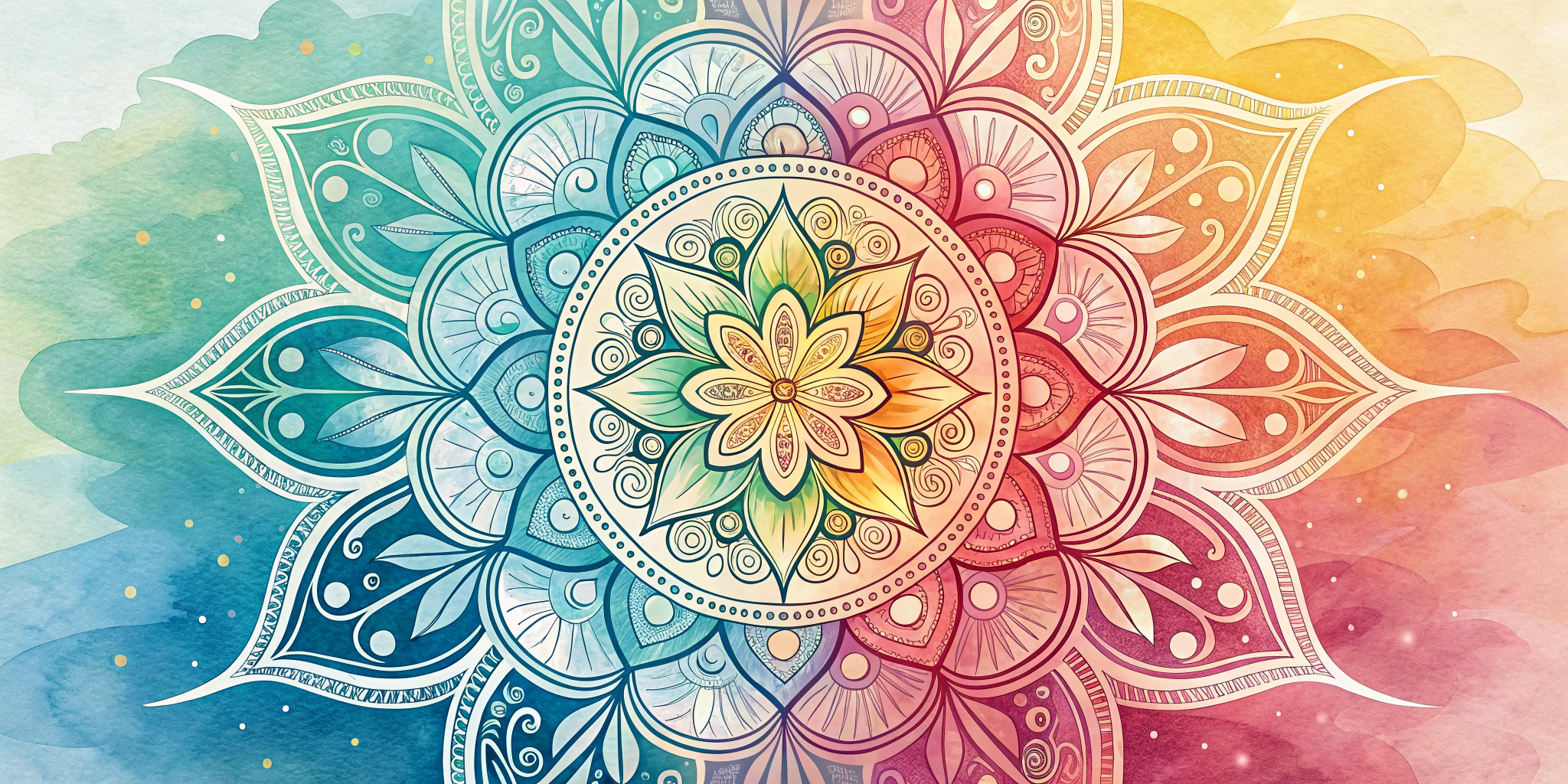 AI generated image by Red Panda AI: Colorful mandala with soft, abstract curves representing harmony and stress relief, intricate patterns radiating peace