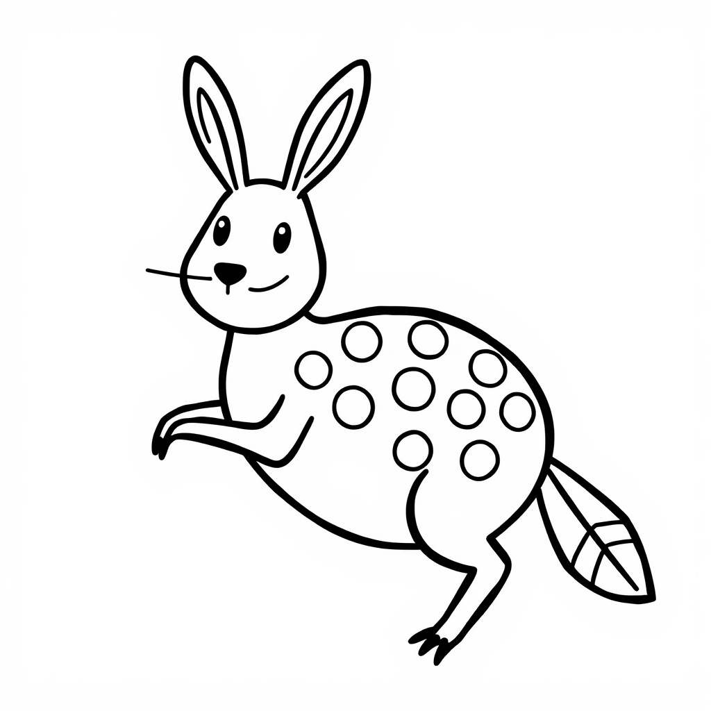 AI generated image by FLUX.1-schnell: Ein einfaches, cartoonhaftes Bild, in einem minimalistischen Stil, geeignet fΓΌr ein Malbuch. Linien sind dick und klar, ohne interne Details, schwarz-weiΓ, nur schwarze Umrisse auf weiΓem Hintergrund, Osterei mit punkten