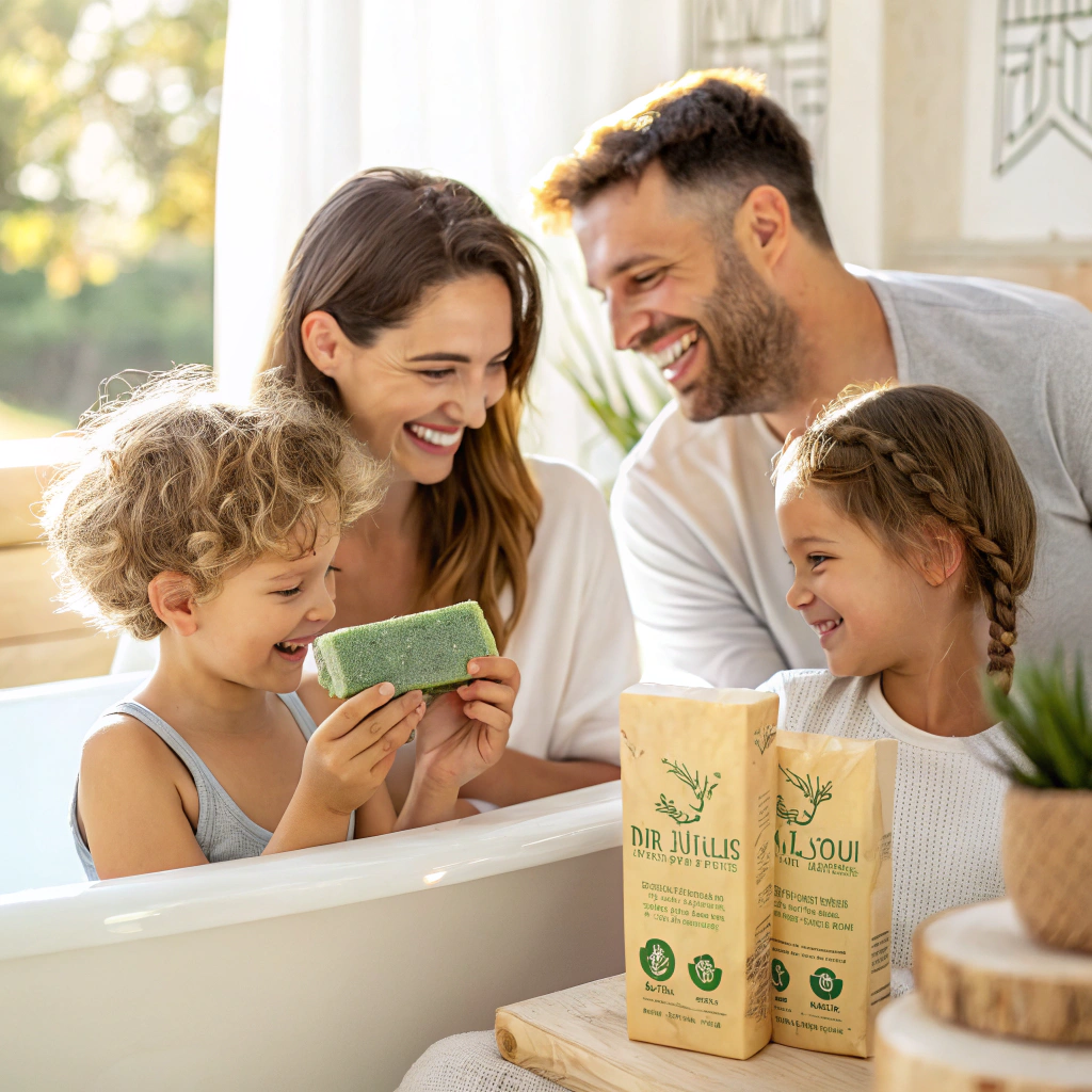 AI generated image by Red Panda AI: 一個健康家庭喜愛Bio d'Azur 阿勒頗手工皂