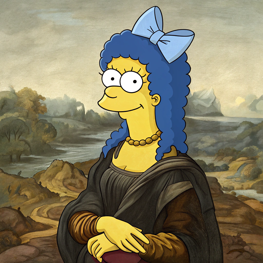 AI generated image by Red Panda AI: Marge Simpson como si fuera la mona lisa
