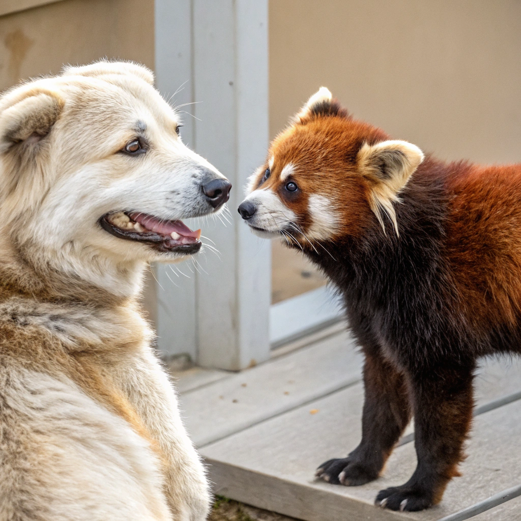 AI generated image by Red Panda AI: Chien, panda roux coccinelle