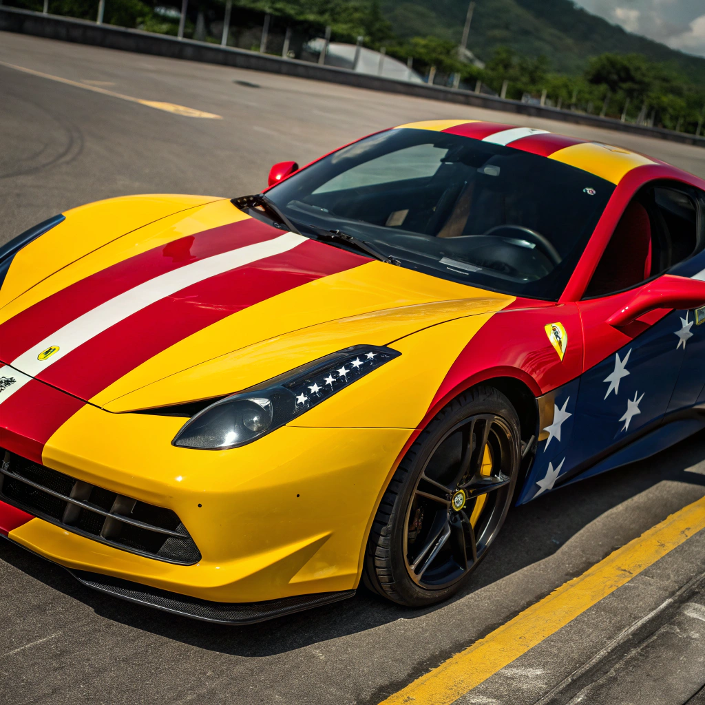 AI generated image by Red Panda AI: ferrari con los colores de venenzuela