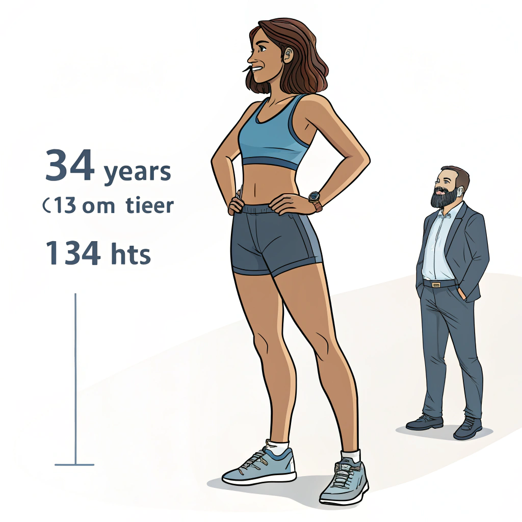 AI generated image by Red Panda AI: Mujer de 34 años de edad de 1,83 centímetros de altura, rasgos latinos y pelo castaño. Barba arreglada y cuerpo atlético.