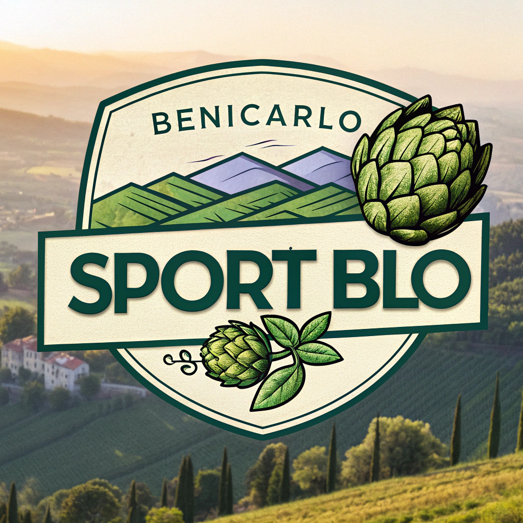 AI generated image by Red Panda AI: CREAME UNA IMAGEN LOGO QUE SALGA LA LETRA SPORT BLO Y DE FONDO BENICARLO que contenga una alcachofa