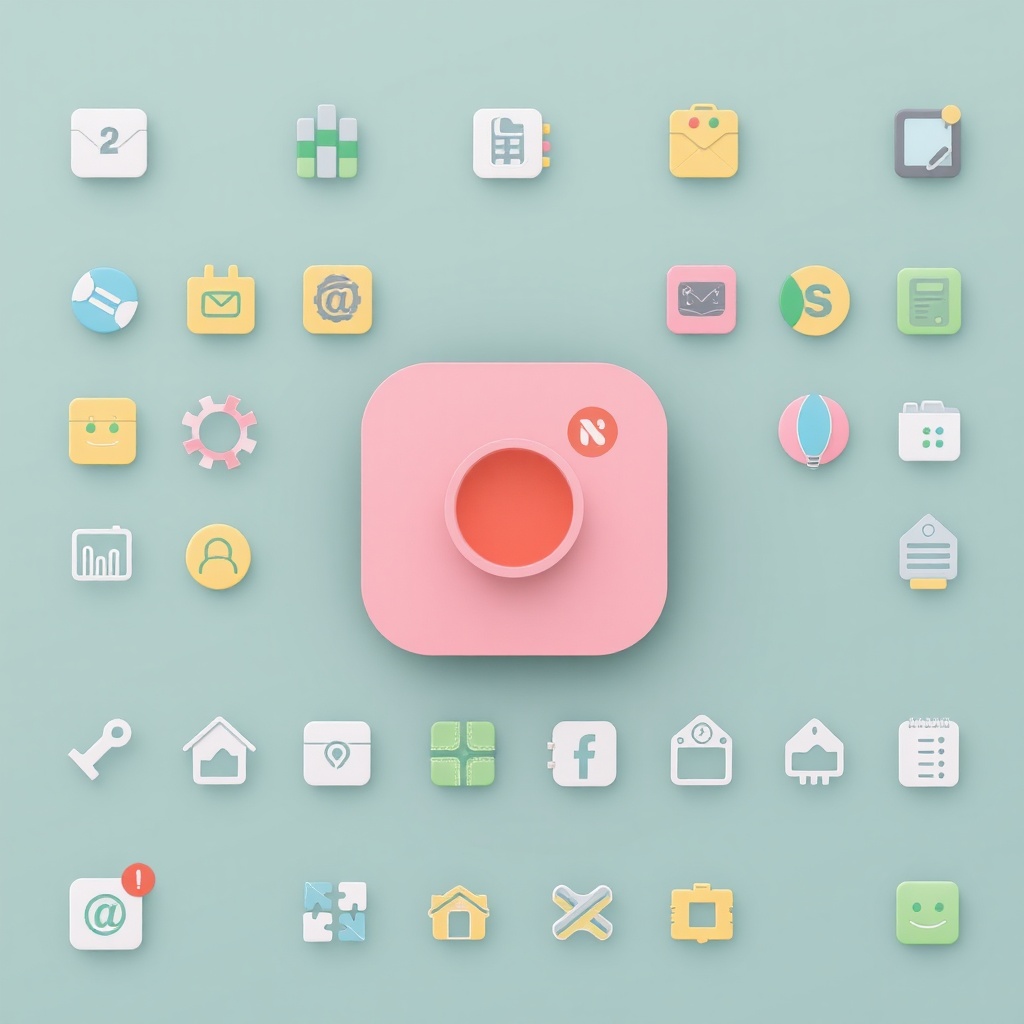 AI generated image by FLUX.1-schnell: background with image icons and nice icons