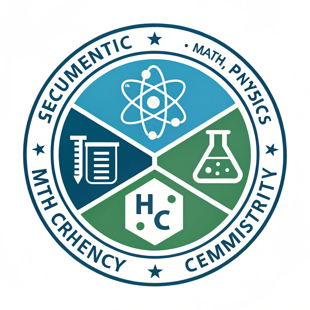 AI generated image by Red Panda AI: logo de dominio cientifico, donde enseño matematica ,fisica y quimica