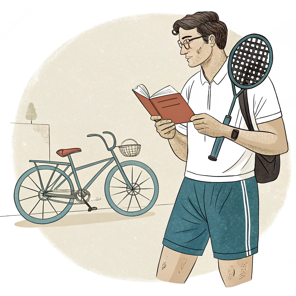AI generated image by Red Panda AI: Generate an avatar of a 30-year-old man who is athletic, primarily plays paddle tennis and cycles. He also enjoys reading and is a teacher.