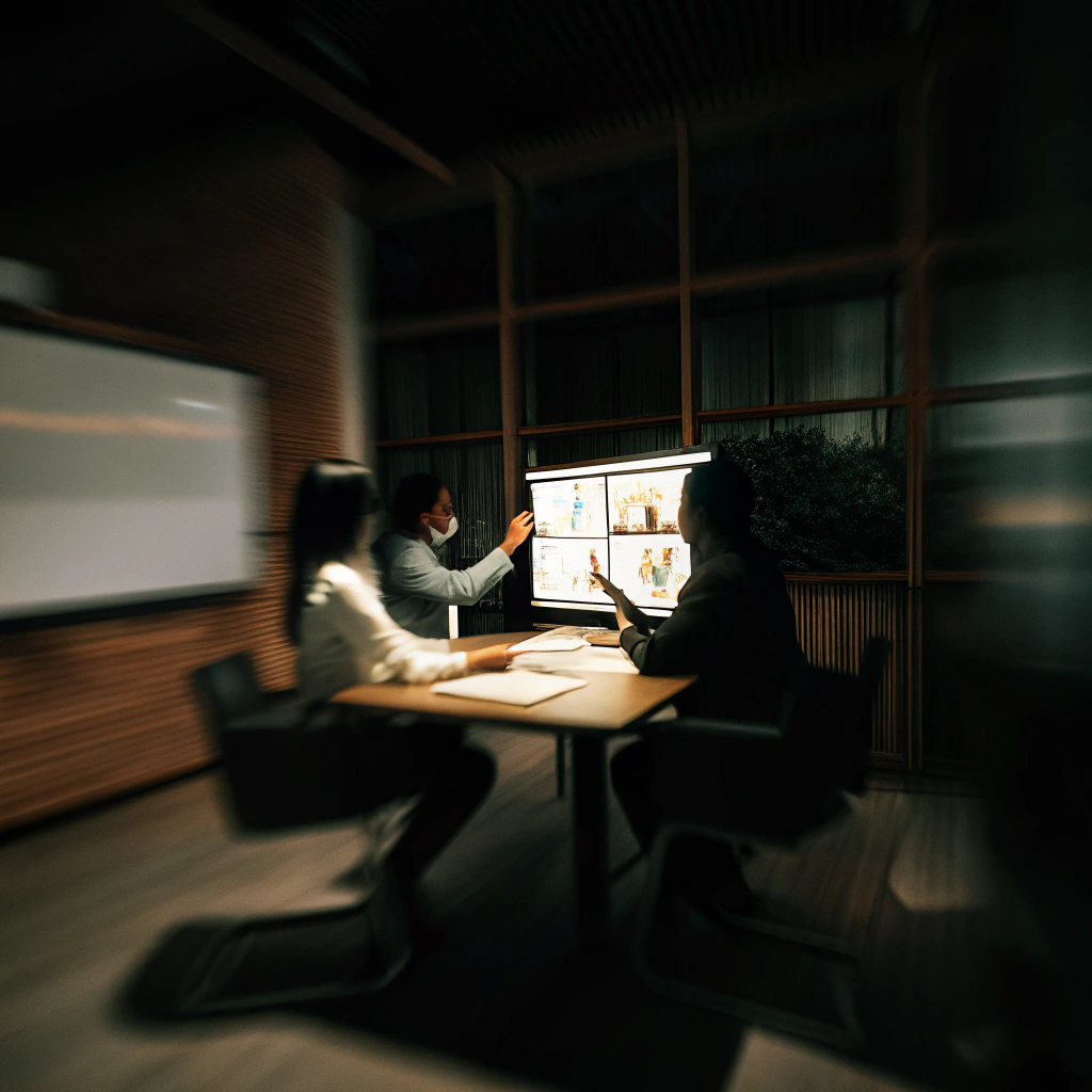 AI generated image by Red Panda AI: 3 teachers discussing the use of ai images in their course on teams