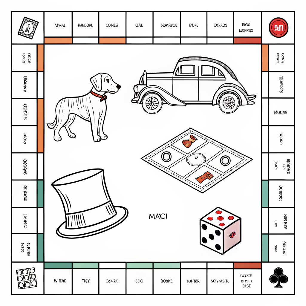 AI generated image by Red Panda AI: Thème monopoly dessins a colorier tout en blanc