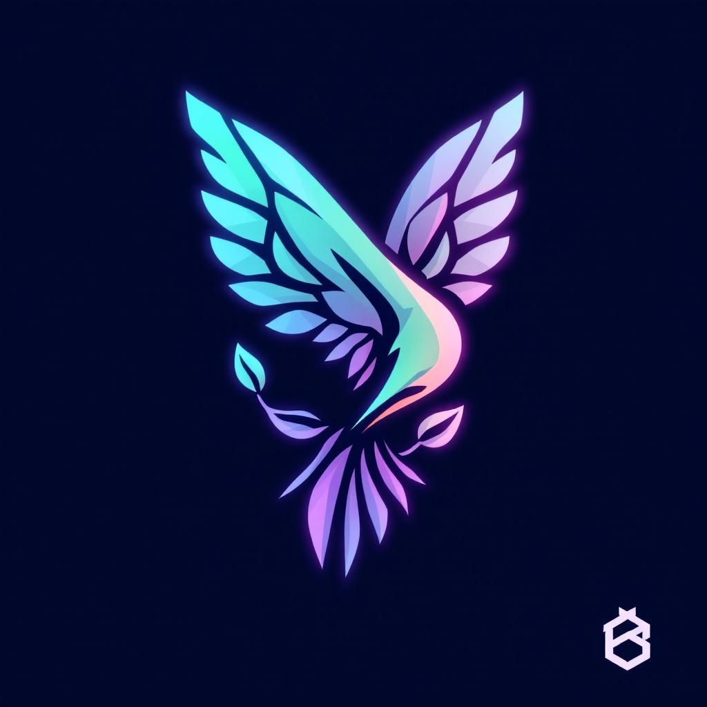 AI generated image by FLUX.1-pro: A professional esports logo for "BTW Class B League" (乙级赛), representing grassroots and growth stage. Design features a stylized hummingbird with soft glowing wings, combined with young sprout elements. Pastel gradient colors: mint green and soft cyan on dark navy background. Friendly and approachable feel, geometric shapes with rounded edges. The logo should convey "beginning journey" and "potential". Includes subtle "B" or "乙" emblem integrated. Carbon fiber light texture background. High resolution, 3D rendering style, suitable for youth development program branding.