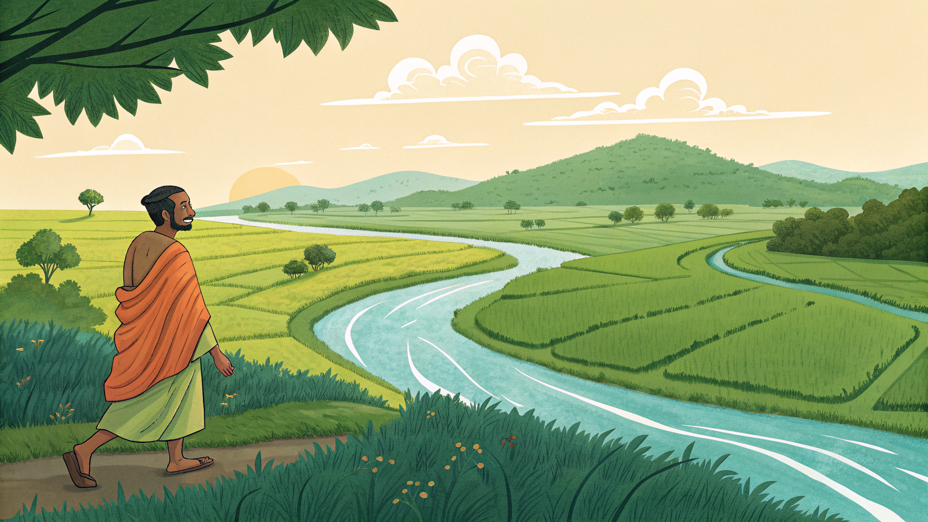 AI generated image by Red Panda AI: Suvarnapur appeared like a dream kingdom—lush green fields, flowing rivers, and smiling faces everywhere. To an outsider, everything seemed perfect. However, beneath this beauty lay the foundations of a coming imbalance, one that most people were too comfortable to notice. This is where Dev enters the story. Dev is not chosen by fate or force; he steps forward entirely by his own free will, fully aware of what involvement may cost him. He observes the kingdom carefully, sensing that prosperity without wisdom is fragile. Dev is a consenting participant in the unfolding events, driven by clarity rather than ambition. He does not seek power, praise, or control—only understanding. As Suvarnapur moves forward under an unseen shadow, Dev’s awareness becomes the first quiet signal that something is wrong. This moment marks the beginning of a journey where consent, reason, and conscious choice will matter more than authority or tradition