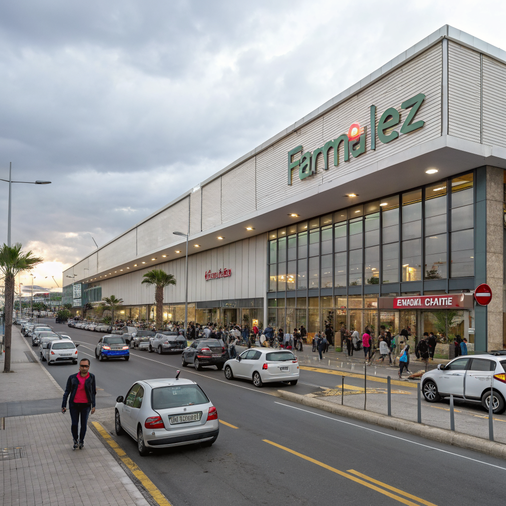 AI generated image by Red Panda AI: segun esta descripcion genera iamgenes Límite NORTE: Fachada de Exposición (Avenida Principal)
Es la "cara pública" de Farma-Lez. Se caracteriza por un flujo constante de vehículos y personas ajenas durante el horario comercial.
• Vulnerabilidades: Ingeniería social (observación directa de horarios de cambio de turno) y ataques de oportunidad.
• Factor de Riesgo: La cercanía a la avenida principal permite que un vehículo sospechoso realice "pasadas" de vigilancia sin levantar sospechas.
• Requerimiento Técnico: Las cámaras aquí deben tener LPR (Lectura de Matrículas) de alta velocidad y capacidades de gestión de contraluces fuertes (Faros de coches hacia la fachada).