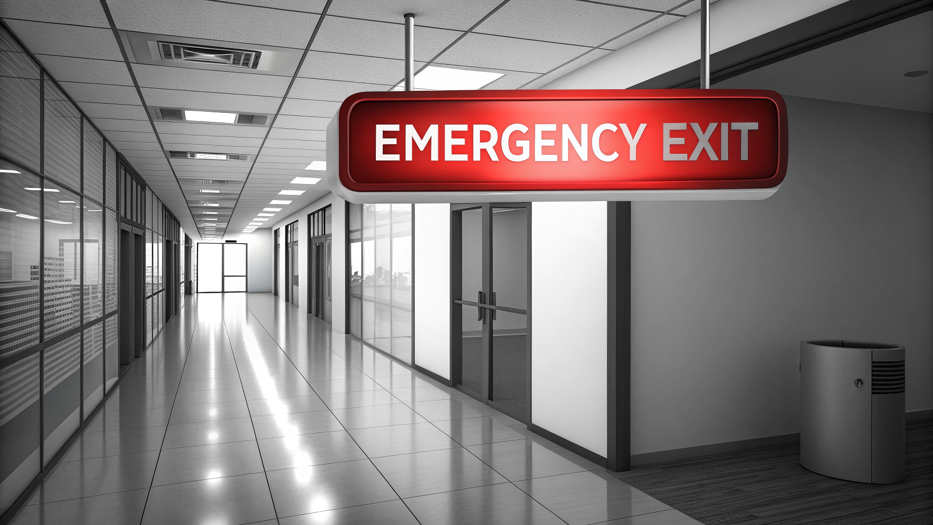 AI generated image by Red Panda AI: salida de emergencia de una empresa