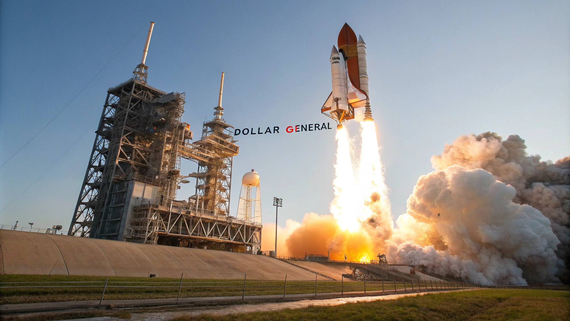 AI generated image by Red Panda AI: A rocket named "Dollar General" is taking off