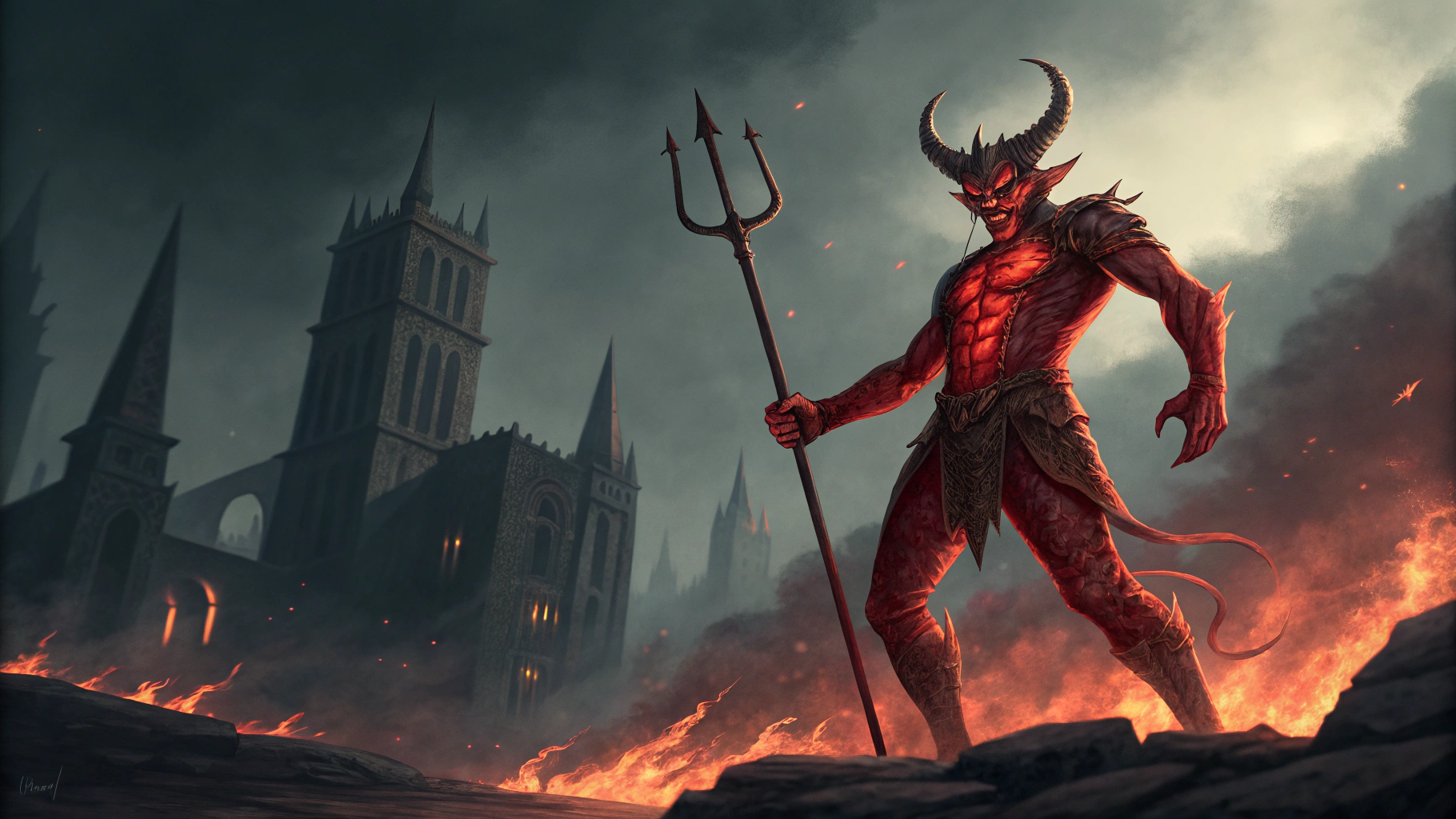 AI generated image by Red Panda AI: El diablo como rey del infierno