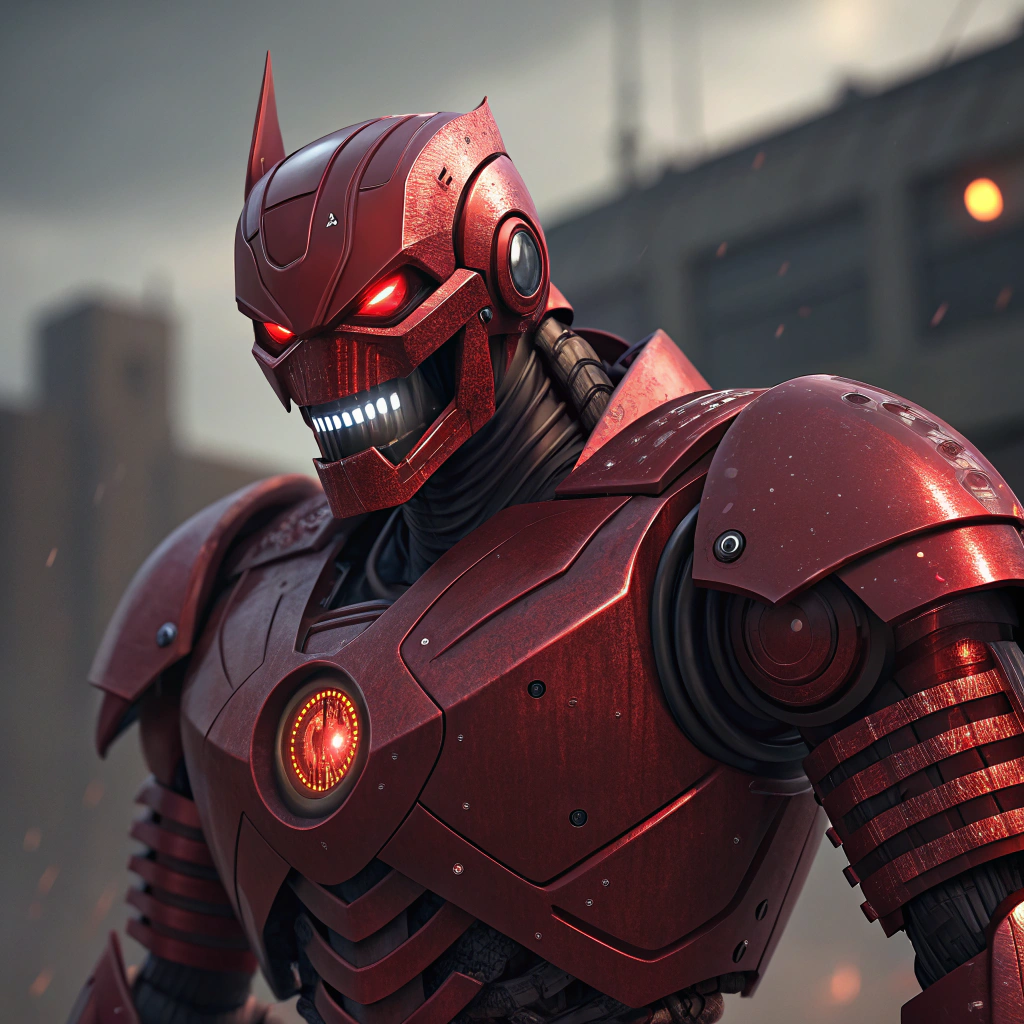 AI generated image by Red Panda AI: Red mad robot