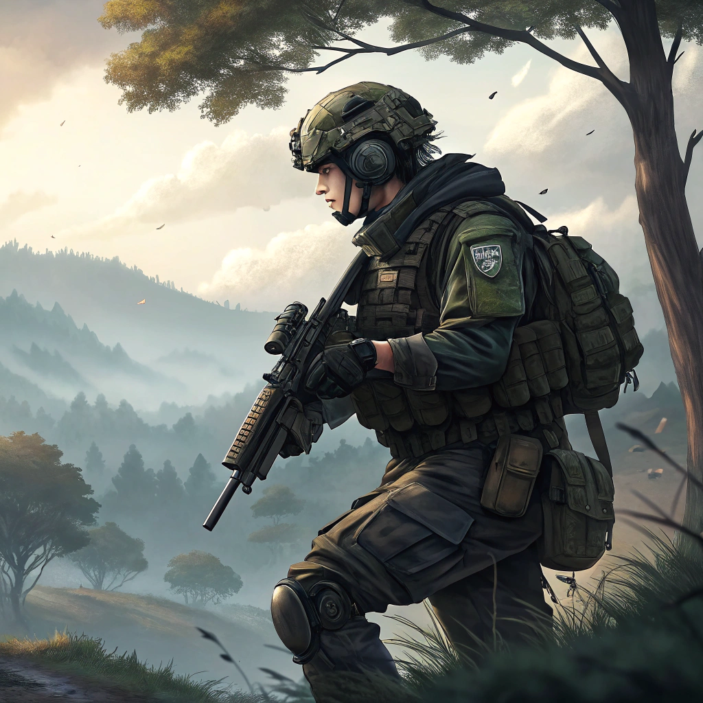 AI generated image by Red Panda AI: soldado en estilo anime