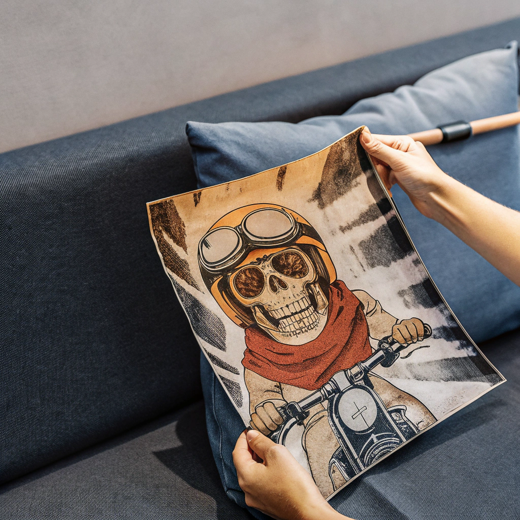 AI generated image by Red Panda AI: art of laughing skull wearing aviator goggles on a tiny scooter, absurd comedy, vintage biker cartoon, 1950s tattoo flash humor, cheeky personality, distressed ink look, inspired by classic American cartoons, (on a white background:1.2), digital comics style, highly detailed, 4k, comic should be round shape