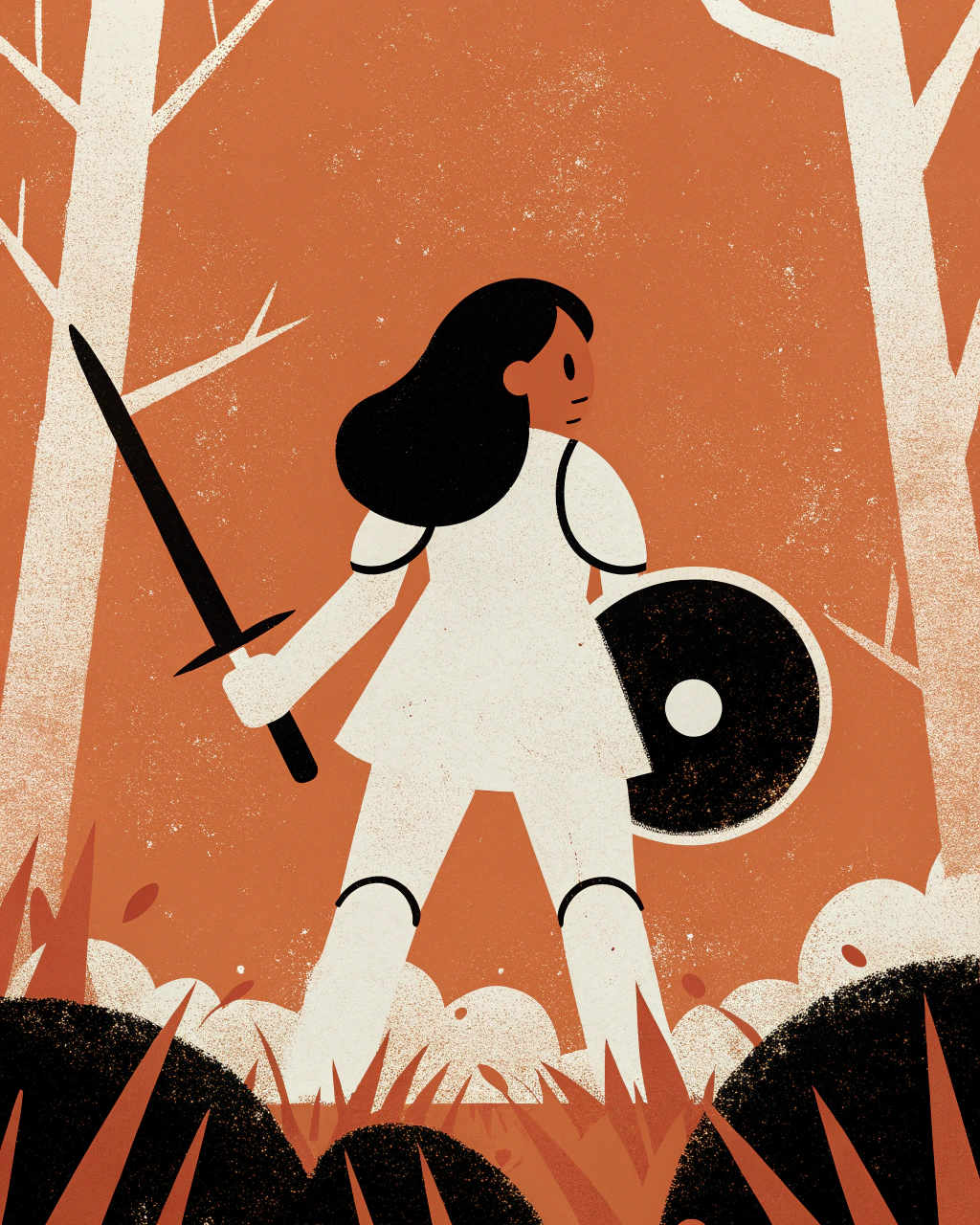 AI generated image by Red Panda AI: anime woman in light armor standing in battlefield in medieval fantasy setting