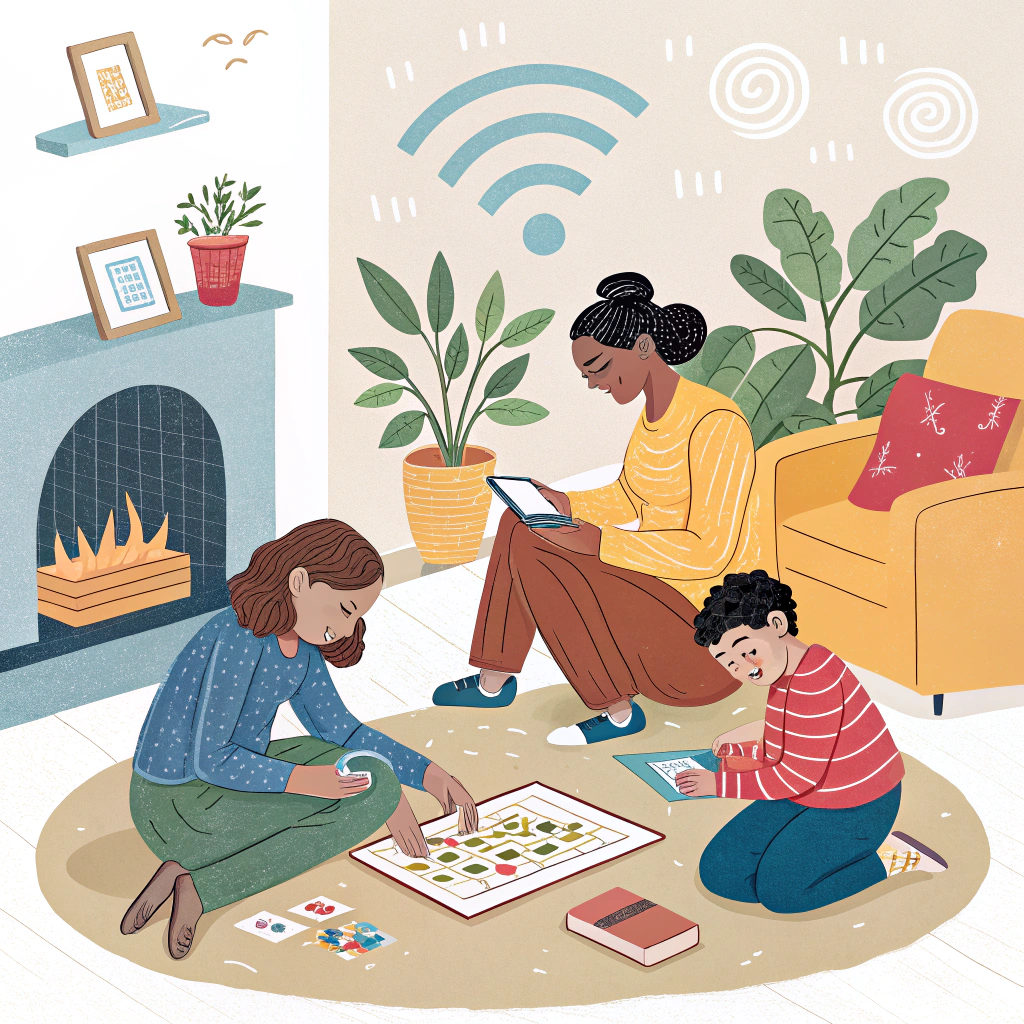 AI generated image by Red Panda AI: crea una imagen de como las personas se divertían sin el WIFI