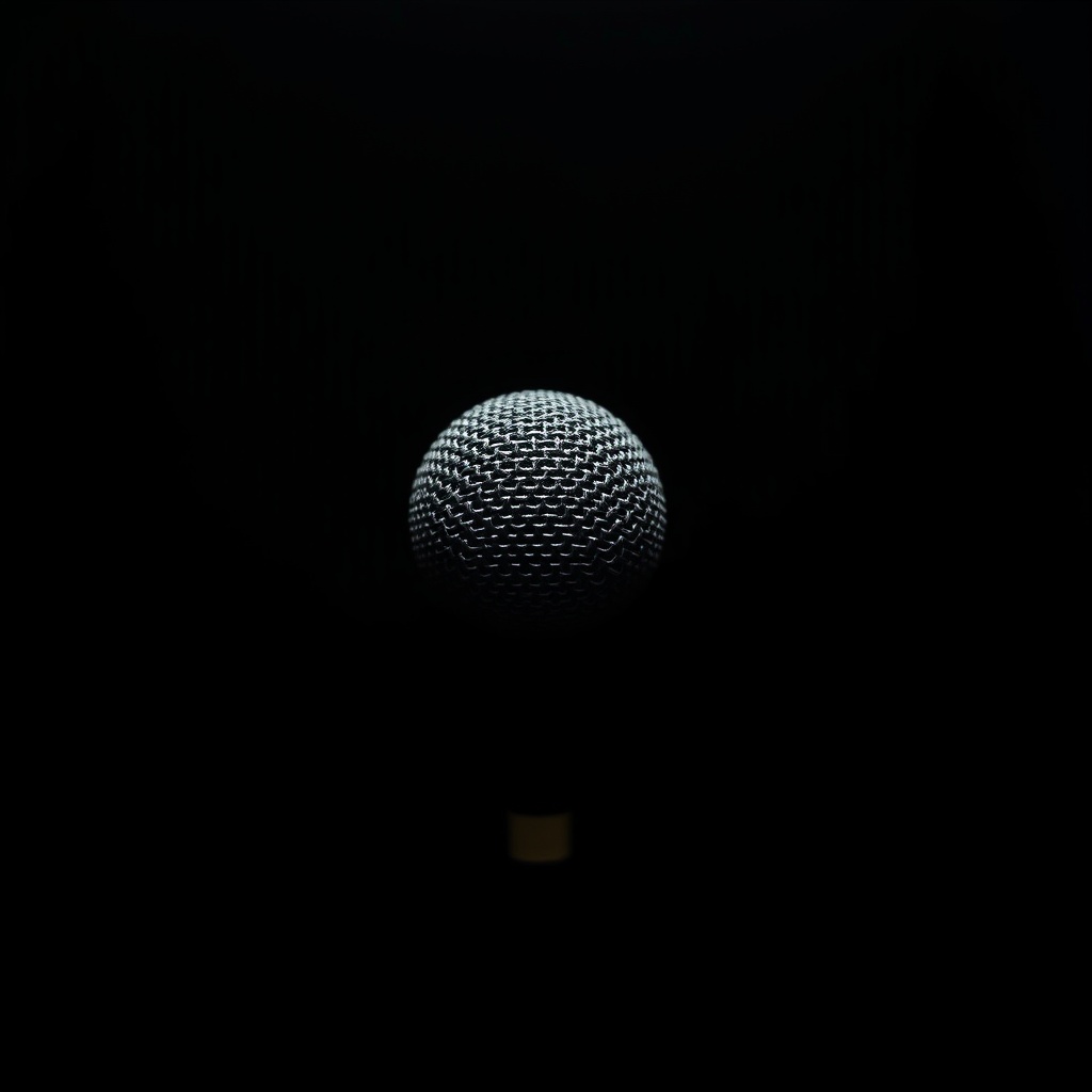 AI generated image by FLUX.1-schnell: a round mic with black background