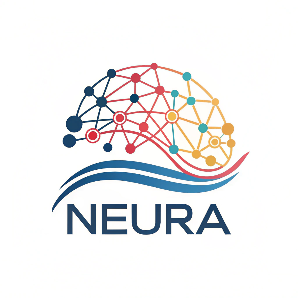 AI generated image by Red Panda AI: create a logo for a design agency called "Neura", in this logo use something related to neurons, which gives an idea of unity and action