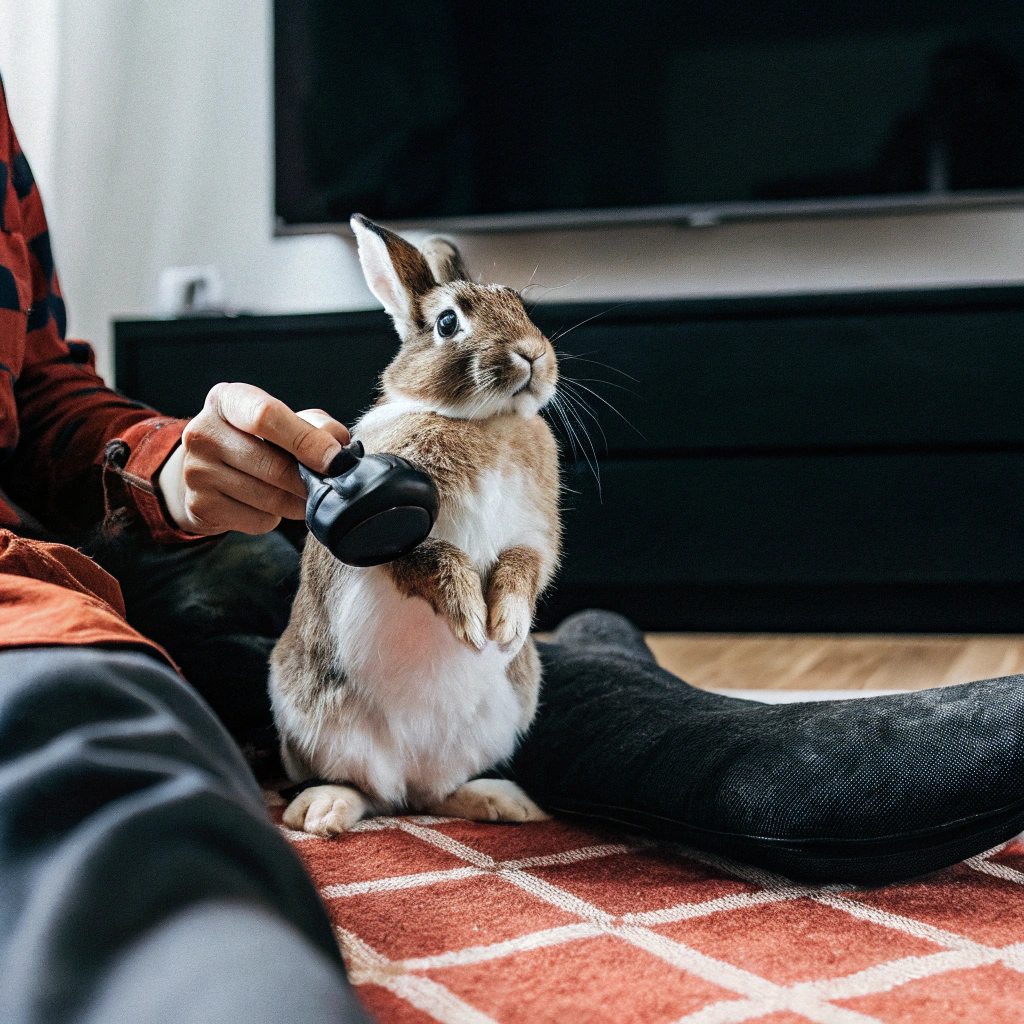 AI generated image by Red Panda AI: rabbit plays game