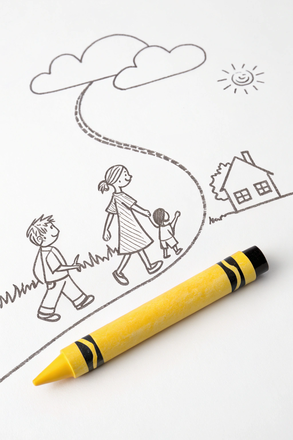 AI generated image by Red Panda AI: I want to... I mean, I want a simple, one-line, continuous drawing which is related to preschool. I'm designing a website. I need a border for that. I want a very minimalistic, one-line... one-continuous-line drawing.