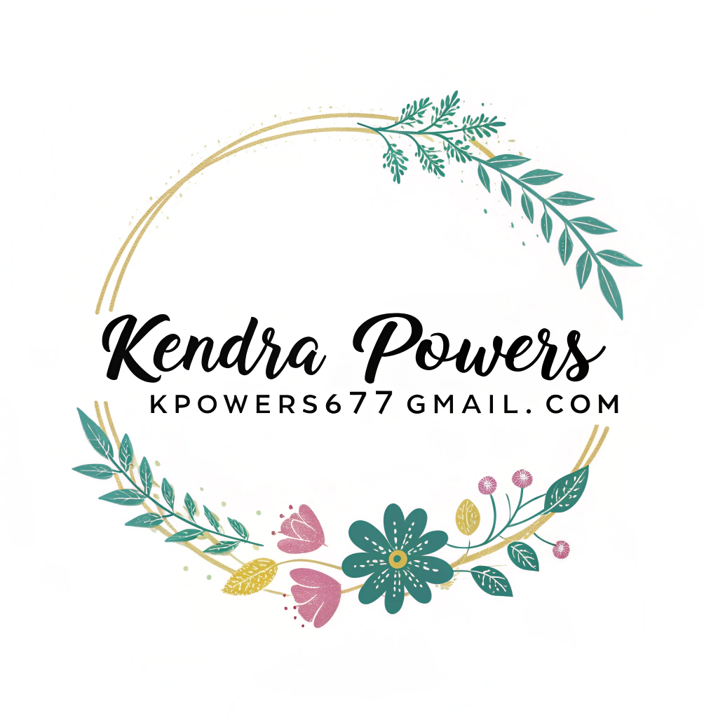 AI generated image by Red Panda AI: logo for a photographer. Include "Kendra Powers" and the email address kpowers671@gmail.com