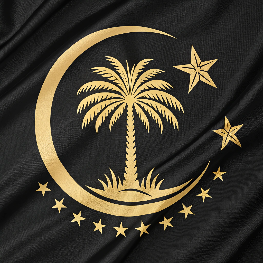 AI generated image by Red Panda AI: Black gold abbasid caliphate flag redesign
