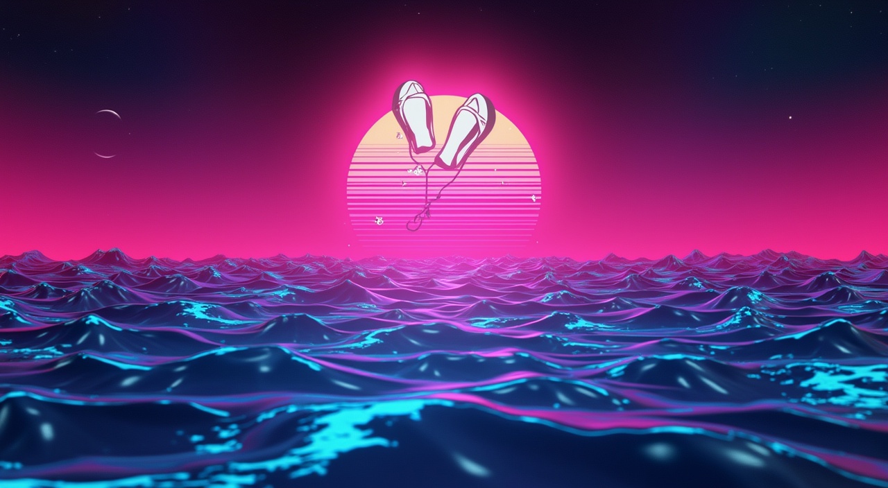 AI generated image by FLUX.1-pro: adornos de orlas con fondo abstracto estilo synthwave