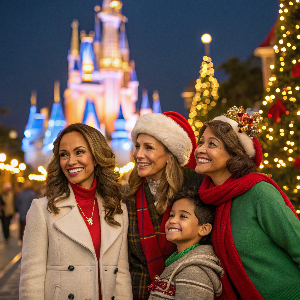AI generated image by Red Panda AI: Familia y amigos de visita en Disney epoca navideña
Mama latina Fit 50 años,
abuela latina,
hija adolescente 18 años e hijo 9 años
Mama latina castaña 50 años hija adolescente rubia