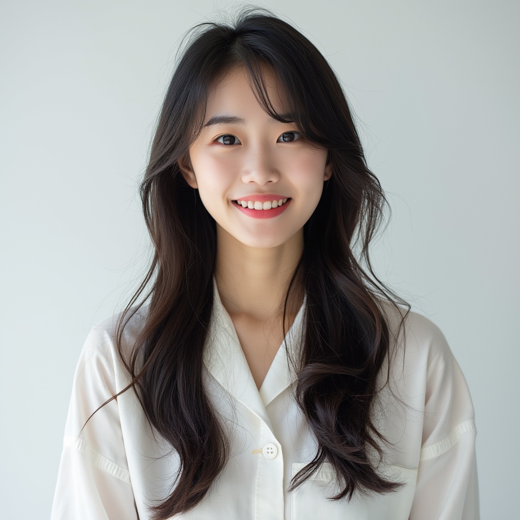 AI generated image by FLUX.1-pro: White background, a japanese young woman
