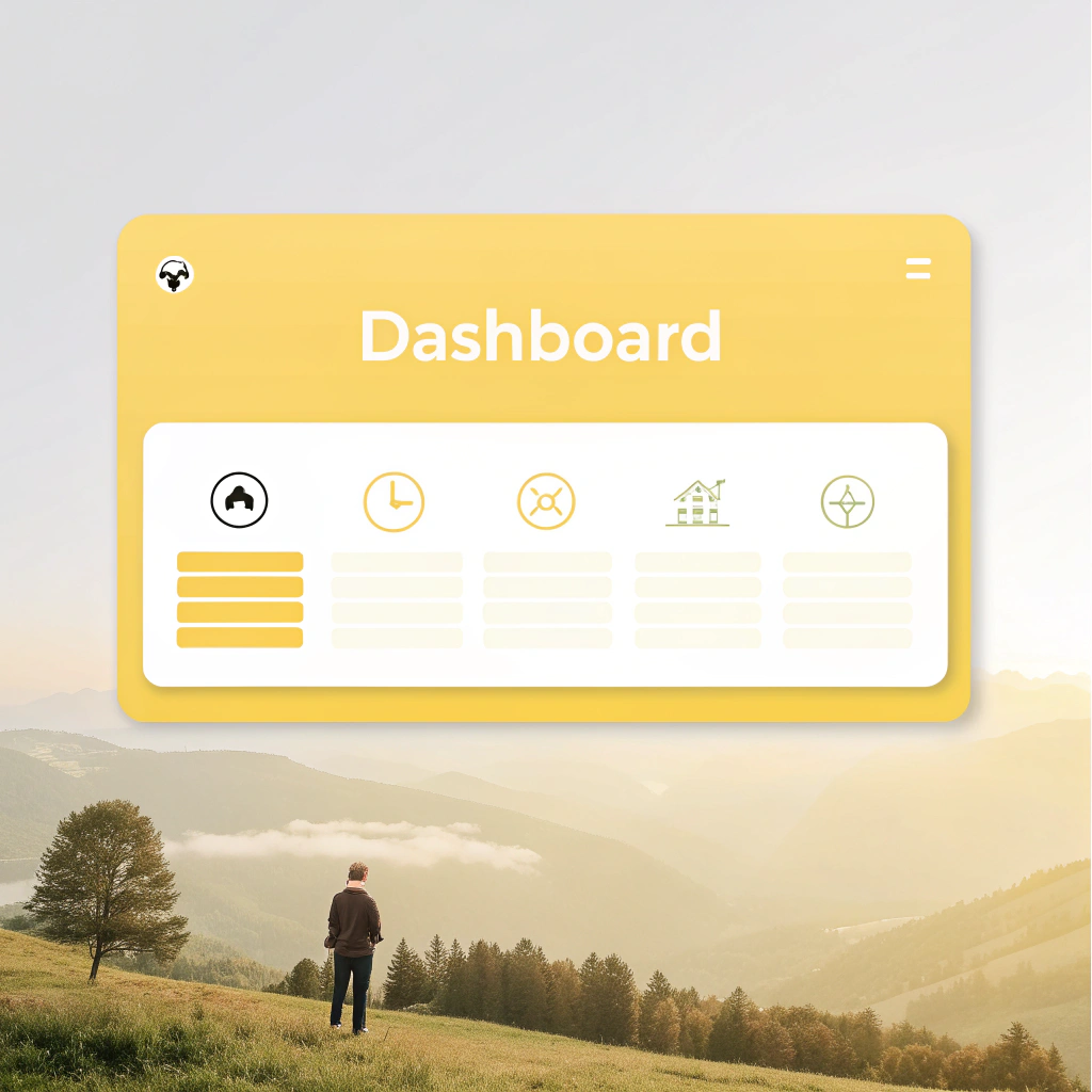 AI generated image by Red Panda AI: Crea una imagen de un dashboard amarillo minimalistas, que la letra sea clara
