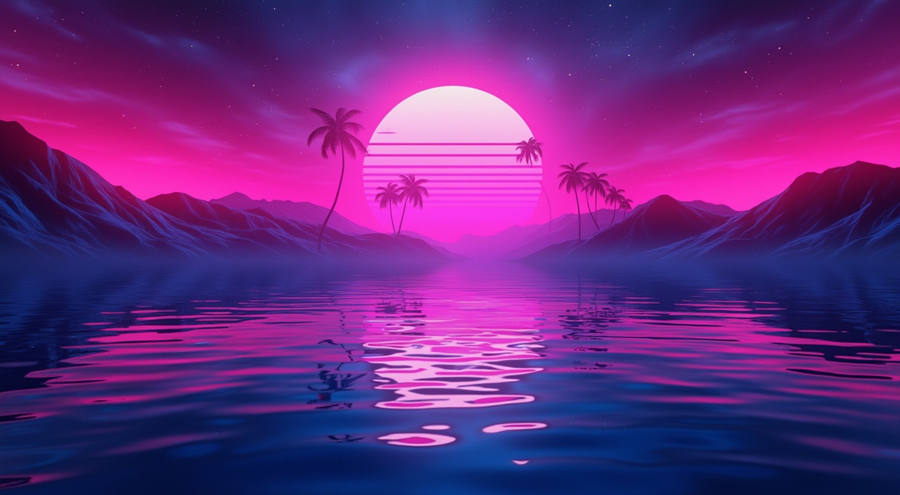 AI generated image by FLUX.1-pro: orlas con fondo abstracto estilo synthwave