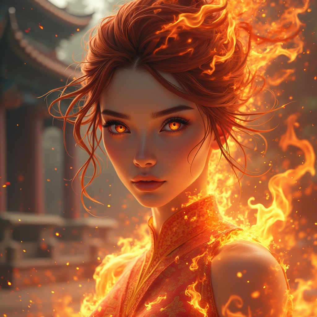 AI generated image by FLUX.1-pro: a masterpiece A girl fused with fire, hair of fire, a detailed and very beautiful body, clothes made of fire covering the girl’s body, fiery eyes, a stunning face, amazing eyes, amazing colors, detailed and very beautiful colors, a temple background, a stunning background, a very detailed and beautiful background , high-resolution picture (<lora:loraXesfera-10:1>:1.4) (Iridescent rainbow:1.3) , <lora:loraXesfera-06:1><hypernet:badhandv4:1.0>Negative prompt: (low quality,worst quality:1.2)((disfigured)), ((poor art)), ((deformed)),((extra limbs))Steps: 53, Sampler: DPM++ 2M SDE Karras, CFG scale: 13, Seed: 4286073978, Face restoration: CodeFormer, Size: 512×678, Model hash: 4199bcdd14, Model: ReV_Animated_revAnimated_v122,