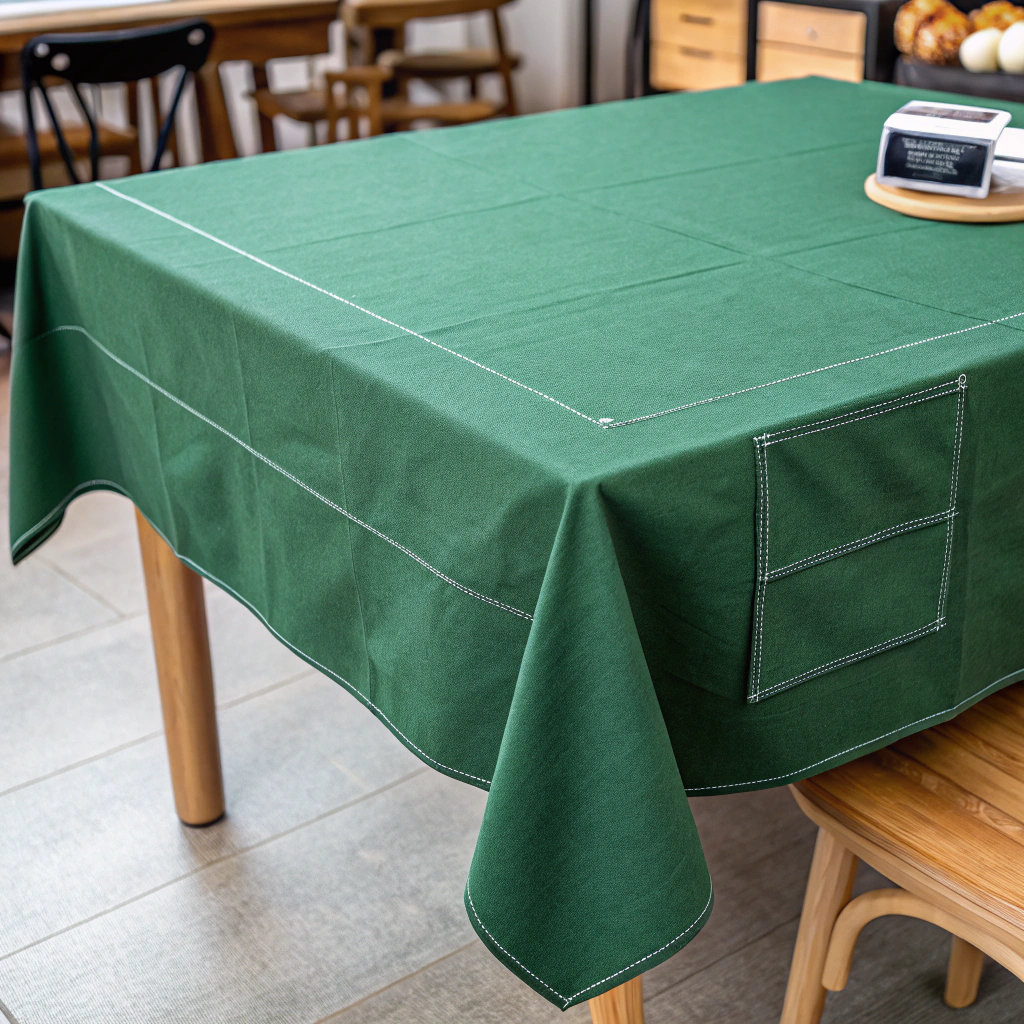 AI generated image by Red Panda AI: una mesa de mandil verde sin nada al rededory nadien bien cercas la camara encoque como en un metro veinte de pocicion a la mesa