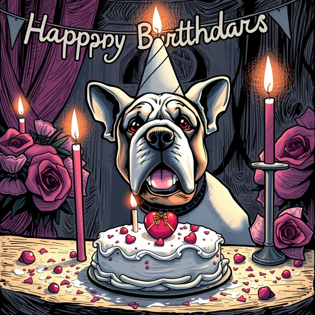 AI generated image by FLUX.1-schnell: Geburtstagsgruss an Nici (weiblich), sehr ironisch
