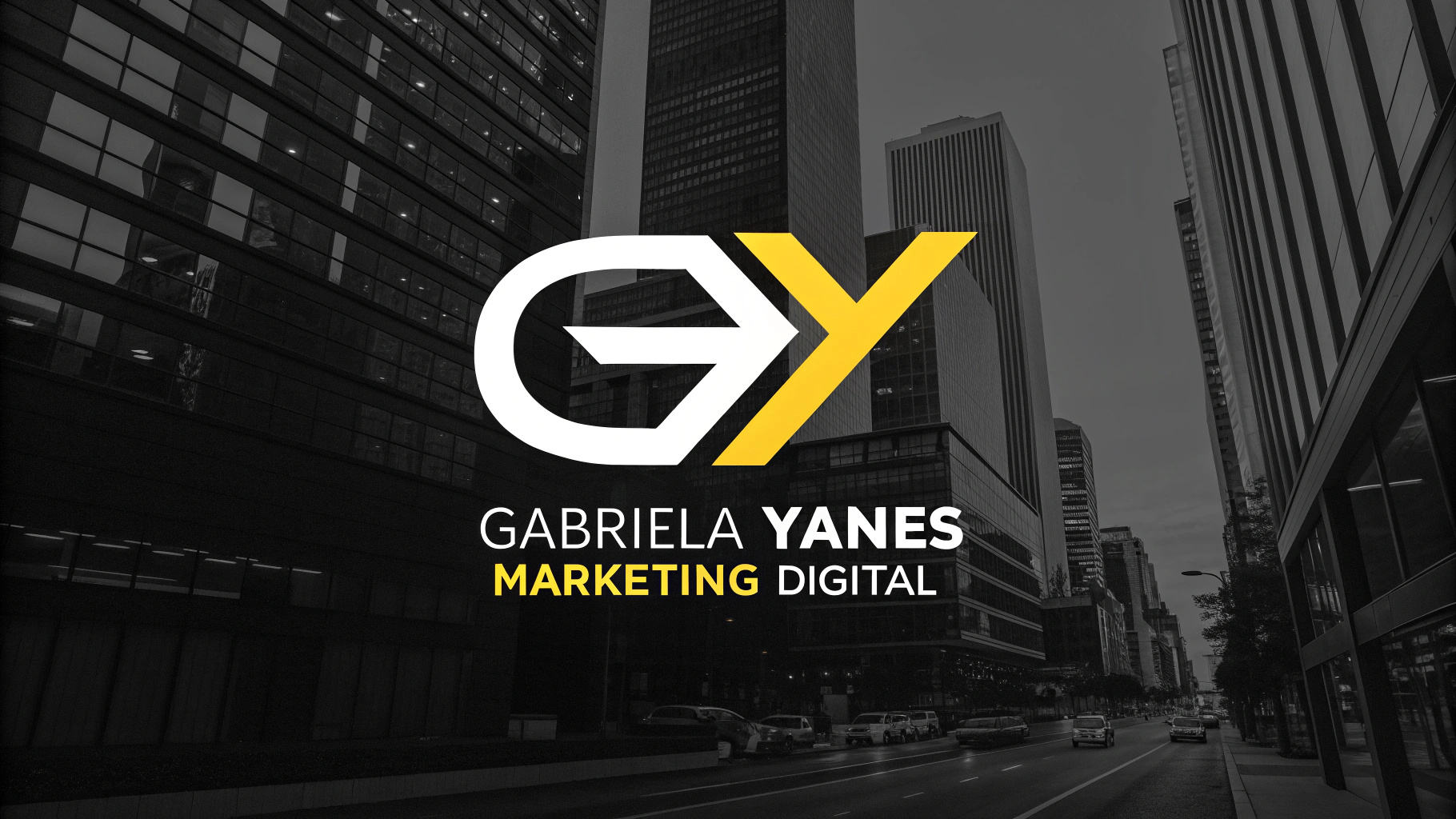 AI generated image by Red Panda AI: diseño de logo para Gabriela yanes marketing digital con negro blanco y amarillo