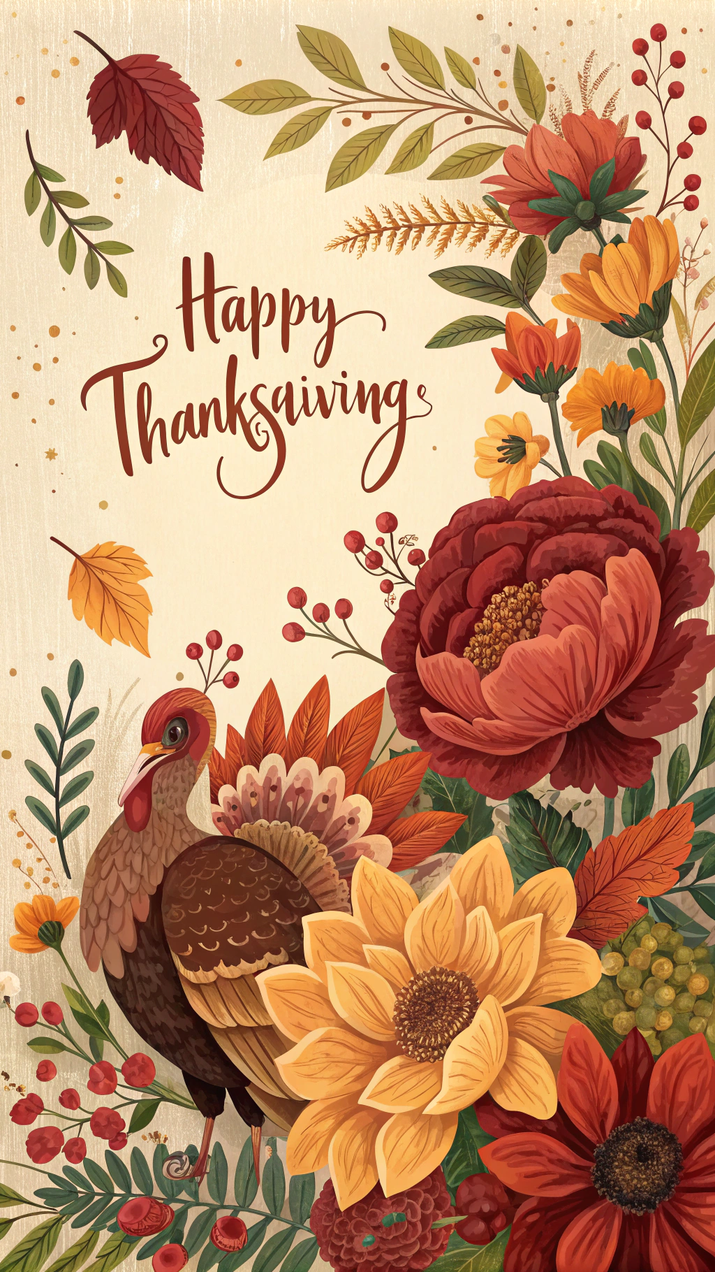 AI generated image by Red Panda AI: Design a thanks-giving poster, with rich colors of flowers, showing off autumn feeling with warmth and joyous. The shape of the colors and flowers should be very soft and pleasant. there should be no turkey in the poster.
in the middle of the poster, leave an empty space for text.