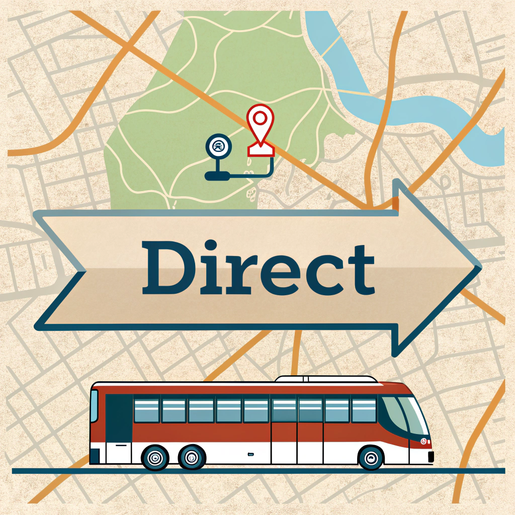 AI generated image by Red Panda AI: haz un dibujo sencillo que represente la palabra "direct" en el contexto de transporte público