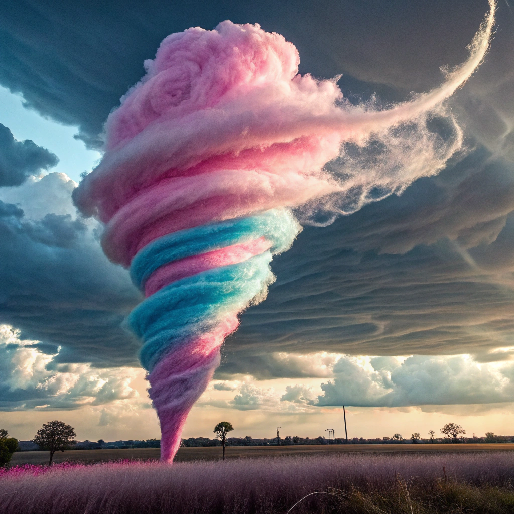 AI generated image by Red Panda AI: A tornado of cotton candy